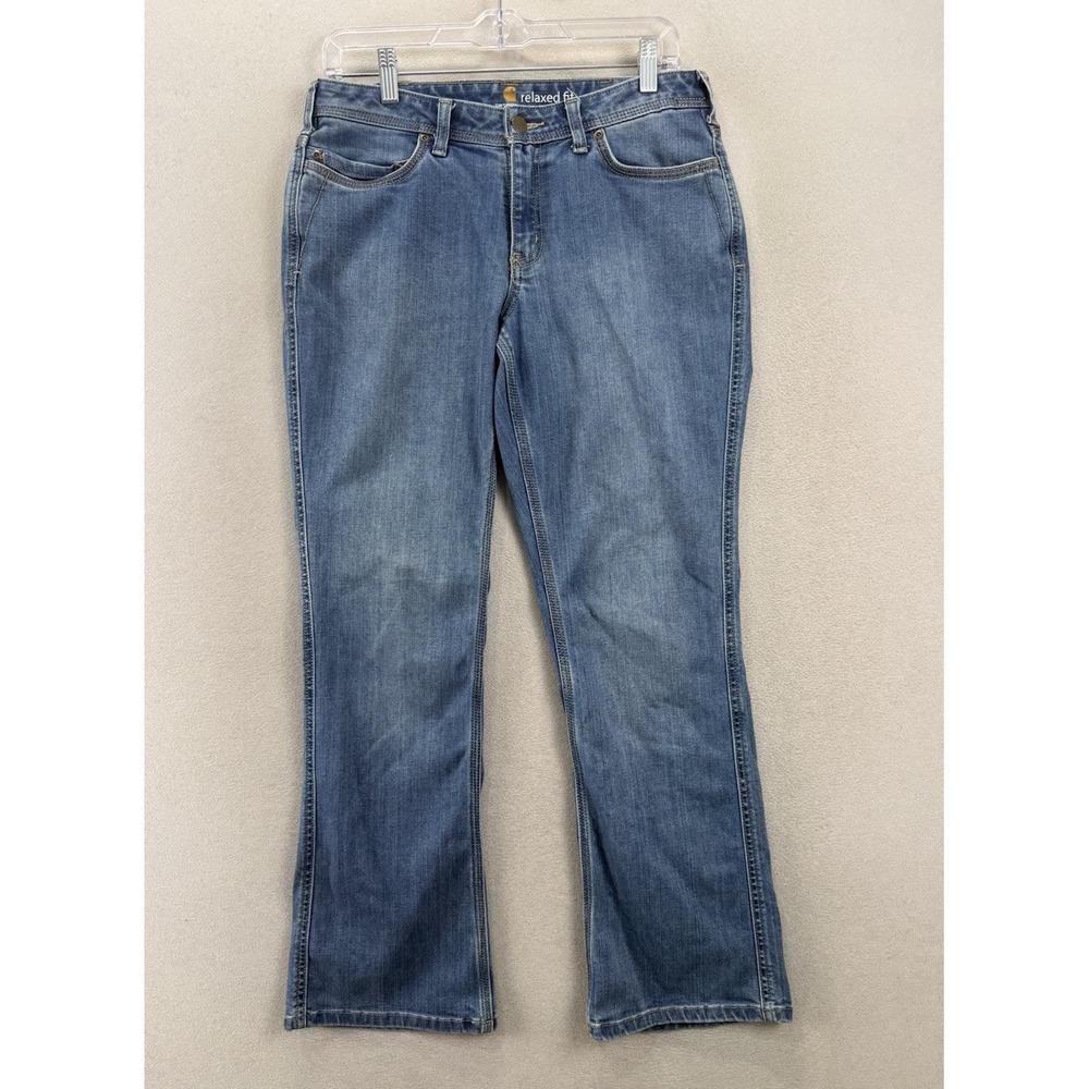 Carhartt Women's Jeans Size 6 Short Relaxed Fit Blue Denim Stretch Workwear